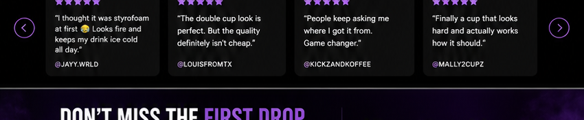 Double Cup customer review cards